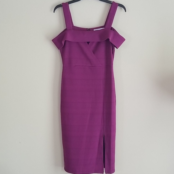 BCBGeneration Cold-Shoulder Purple SheathDress - Picture 4 of 8